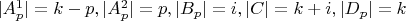 $ |A_{p}^1|=k-p, |A_{p}^2|=p, |B_{p}|=i, |C|=k+i, |D_{p}|=k $