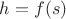 $h= f(s)$