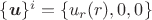 $\{\boldsymbol{u}\}^i = \{ u_r(r) , 0 , 0 \}$
