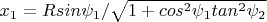 $x_1=Rsin\psi_1/\sqrt{1+cos^2 \psi_1 tan^2\psi_2}$