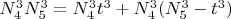 $N_4^3N_5^3=N_4^3t^3 +N_4^3(N_5^3-t^3)$
