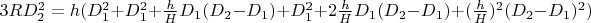 $3RD_2^2=h(D_1^2+D_1^2+\frac{h}{H}D_1(D_2-D_1)+D_1^2+2\frac{h}{H}D_1(D_2-D_1)+(\frac{h}{H})^2(D_2-D_1)^2)$
