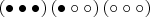 $\left( { \bullet  \bullet  \bullet } \right)\left( { \bullet  \circ  \circ } \right)\left( { \circ  \circ  \circ } \right)$
