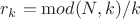 $r_k={\mathrm mod}(N,k)/k$