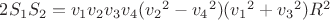 $2{S_1}{S_2}={v_1}{v_2}{v_3}{v_4}({v_2}^2-{v_4}^2)({v_1}^2+{v_3}^2)R^2$
