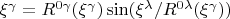 $\xi^\gamma=R^{0\gamma}(\xi^{\gamma})\sin(\xi^{\lambda}/R^{0\lambda}(\xi^{\gamma}))$