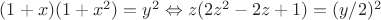 $(1+x)(1+x^2)=y^2\Leftrightarrow z(2z^2-2z+1)=(y/2)^2$