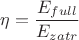 ${\eta}=\dfrac{{E}_{full}}{{E}_{zatr}}$