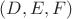 $(D,E,F)$