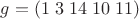 $g = ( 1\; 3\; 14\; 10 \;11)$