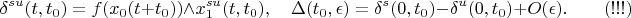$$\delta^{su}(t,t_0)=f(x_0(t+t_0))\wedge x_1^{su}(t,t_0),\quad \Delta (t_0,\epsilon)=\delta^{s}(0,t_0)-\delta^{u}(0,t_0)+O(\epsilon).\qquad (!!!)$$