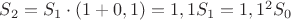 $S_2=S_1\cdot(1+0,1)=1,1S_1=1,1^2S_0$