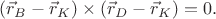$(\vec r_{B}-\vec r_{K})\times(\vec r_{D}-\vec r_{K})=0.$