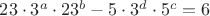 $23\cdot 3^a \cdot 23^b-5\cdot3^d\cdot 5^c=6$