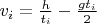 $v_i=\frac{h}{t_i}-\frac{gt_i}{2}$