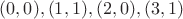 $(0, 0), (1, 1), (2, 0), (3, 1)$