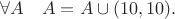 $\forall A\quad A=A\cup(10,10).$