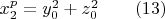 $x_2^p=y_0^2+z_0^2 \qquad (13)$