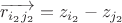 $\[\overrightarrow {{r_{{i_2}{j_2}}}}  = {z_{{i_2}}} - {z_{{j_2}}}\]$
