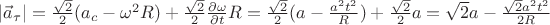 $|\vec{a}_\tau|=\frac{\sqrt{2}}{2}(a_c-\omega^2 R)+\frac{\sqrt{2}}{2}\frac{\partial \omega}{\partial t} R=\frac{\sqrt{2}}{2}(a-\frac{a^2 t^2}{R})+\frac{\sqrt{2}}{2}a=\sqrt{2}a-\frac{\sqrt{2}a^2 t^2}{2R}$