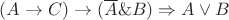 $(A\rightarrow C)\rightarrow(\overline{A}\&B)\Rightarrow A \vee B$