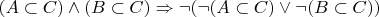 $(A \subset C)\wedge(B \subset C) \Rightarrow \neg(\neg(A \subset C) \vee \neg(B \subset C))$