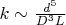 $k\sim\frac{d^5}{D^3L}$