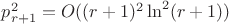 $p^2_{r+1}=O((r+1)^2\ln ^2(r+1)) $