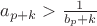 $a_{p+k}>\frac 1{b_p+k}$