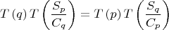 $$\[
T\left( q \right)T\left( {\frac{{S_p }}{{C_q }}} \right) = T\left( p \right)T\left( {\frac{{S_q }}{{C_p }}} \right)
\]$