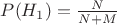 $P(H_1)=\frac{N}{N+M}$