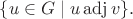 $\{u\in G\mid u\operatorname{adj} v\}.$