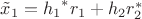 $\tilde{x}_1 = {h_1}^*{r_1} + {h_2}r_2^*$