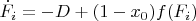 $$\[\dot F_i =  - D + (1 - x_0 )f(F_i)\]$$