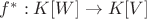$f^{*}: K[W] \to K[V]$