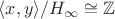 $\langle x,y\rangle /H_{\infty}\cong \mathbb{Z}$