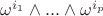 $\omega^{i_1}\wedge...\wedge\omega^{i_p$}