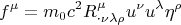 $$f^{\mu}=m_0c^2R^{\mu }_{{\cdot} \nu \lambda \rho }u^{\nu }u^{\lambda }\eta ^{\rho }$$