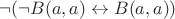 $\neg ( \neg B(a,a) \leftrightarrow B(a,a))$ $\neg ( \neg B(a,a) \leftrightarrow B(a,a))$