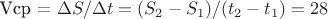 Vср = \Delta S / \Delta t = (S_2-S_1)/(t_2-t_1)=28