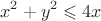 \[
x^2  + y^2  \leqslant 4x
\]