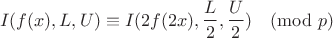 $$I(f(x),L,U) \equiv I( 2f(2x), \frac{L}2, \frac{U}2)\pmod{p}$$