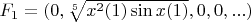 $F_1=(0,\sqrt[5]{x^2(1)\sin x(1)},0,0,...)$