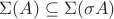 $\Sigma(A)\subseteq\Sigma(\sigma A)$