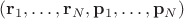 $(\mathbf r_1, \ldots, \mathbf r_N, \mathbf p_1, \ldots, \mathbf p_N)$