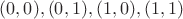 $(0,0),(0,1),(1,0),(1,1)$