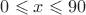 $0 \leqslant x \leqslant 90$
