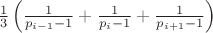 ${1\over3}\left({1\over p_{i-1}-1}+{1\over p_i-1}+{1\over p_{i+1}-1}\right)$