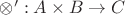 $\otimes ^{\prime }:A\times B\to C$