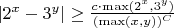 $|2^x-3^y| \ge \frac{c \cdot \max(2^x, 3^y)}{(\max(x, y))^C}$